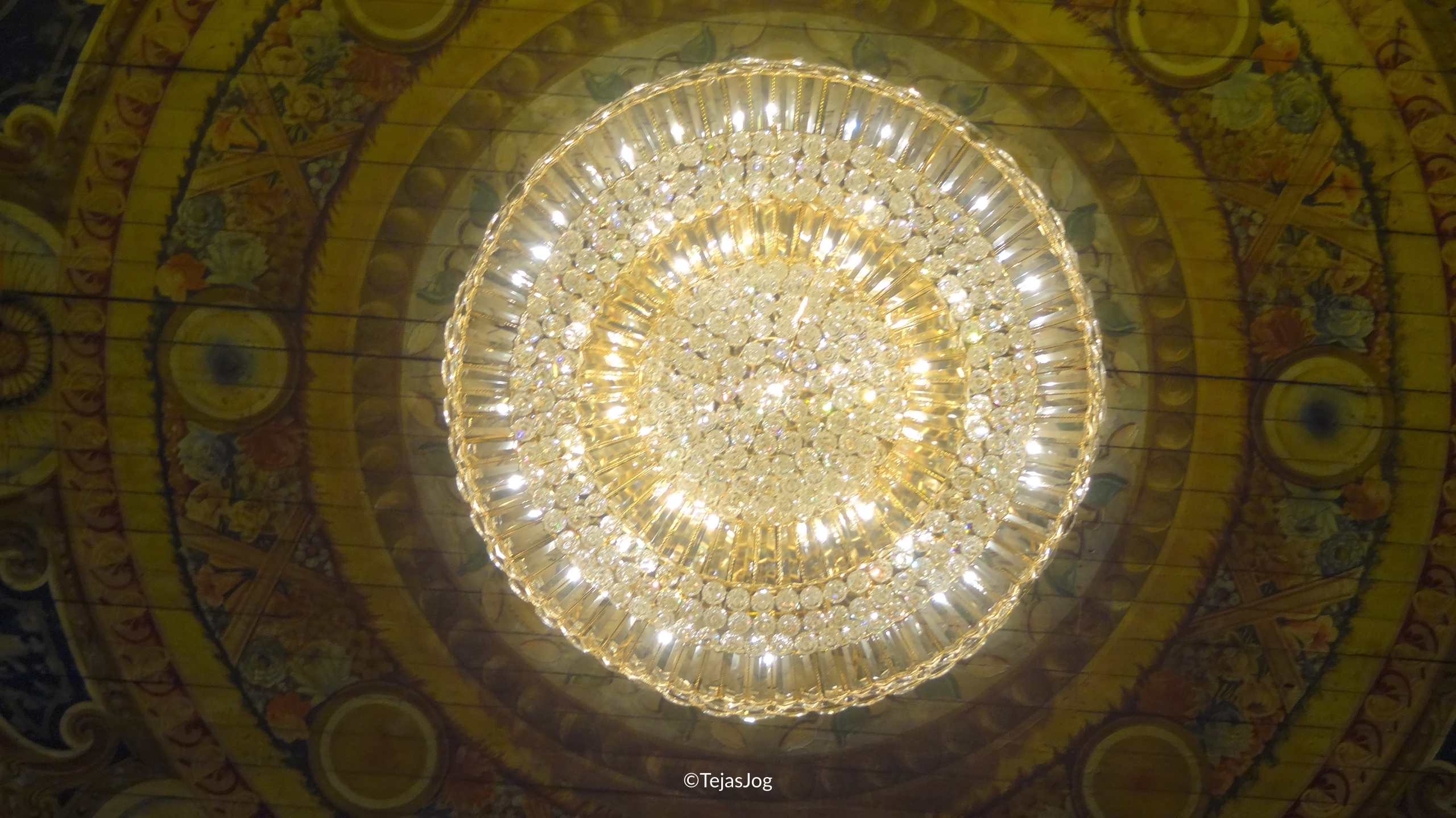 Ornate chandelier inside the temple