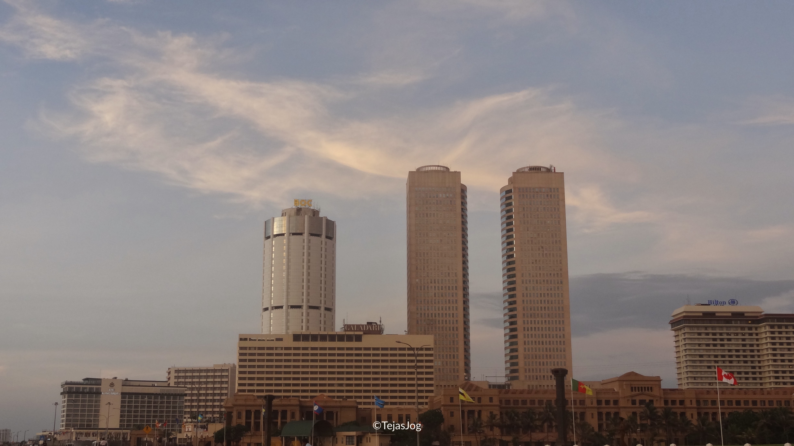 Skyline of the Fort District at dusk