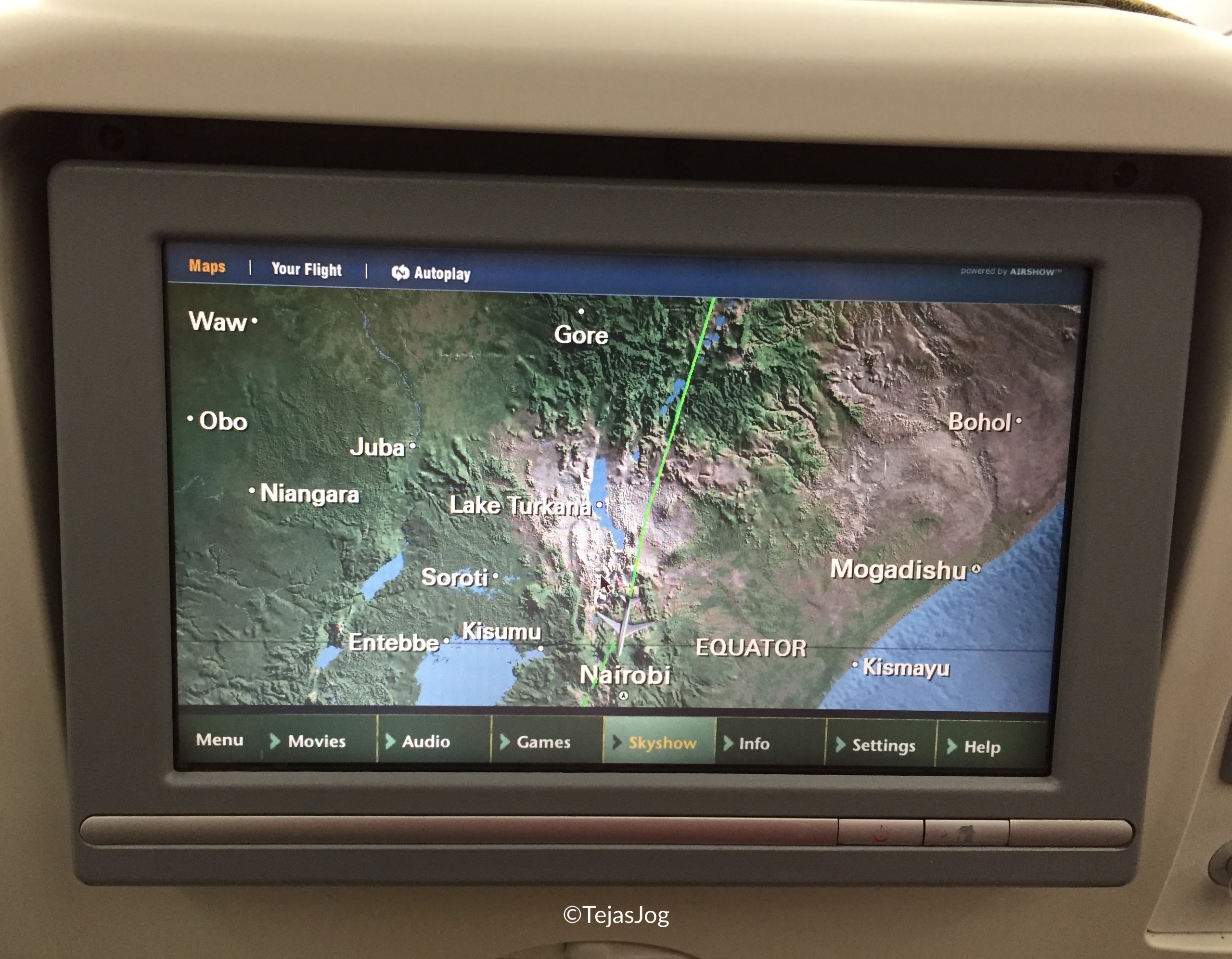 Crossing the equator on Ethiopian Airlines 847