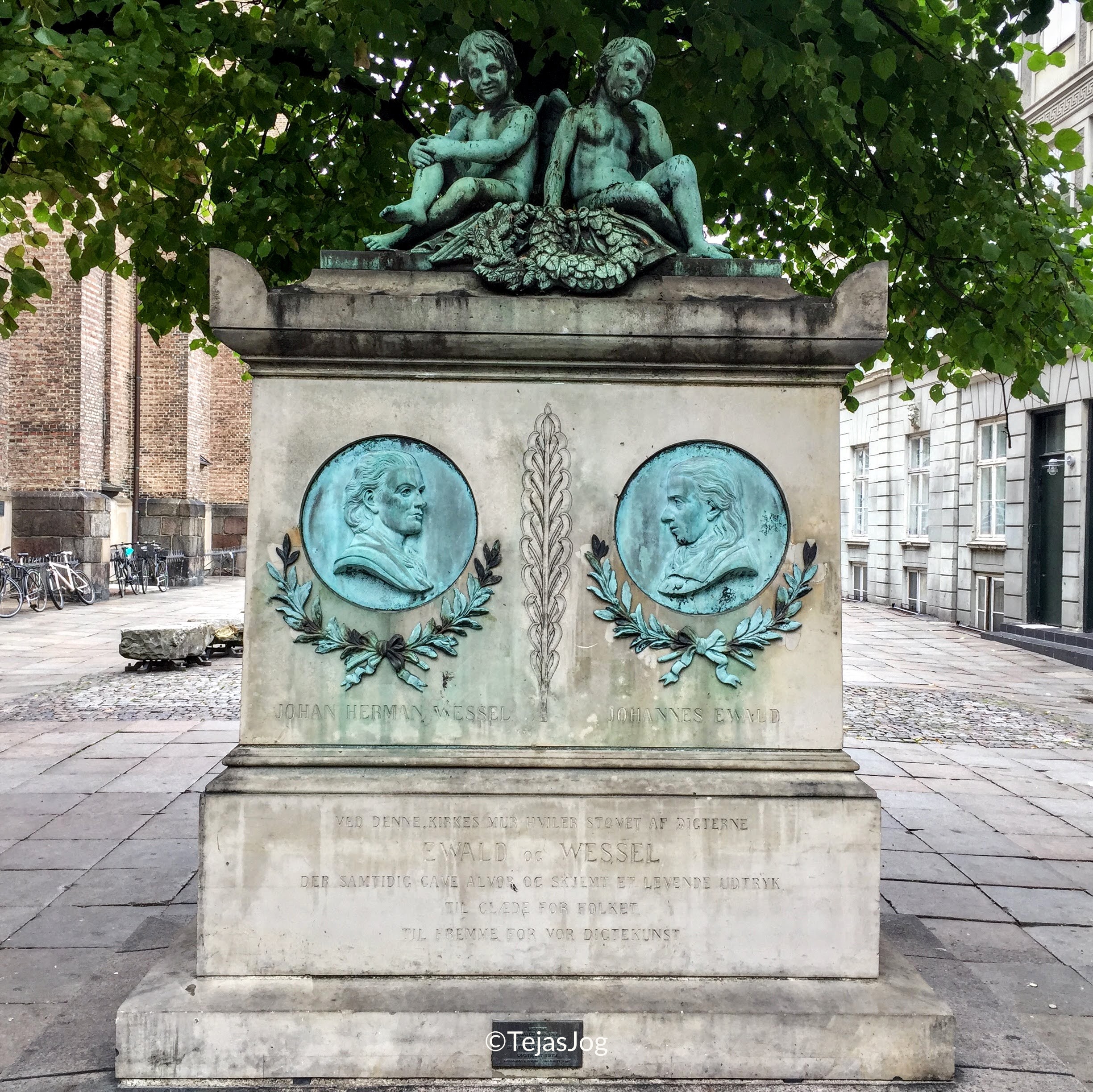 Monument for the poets J H Wessel and J Ewald by Otto Evens