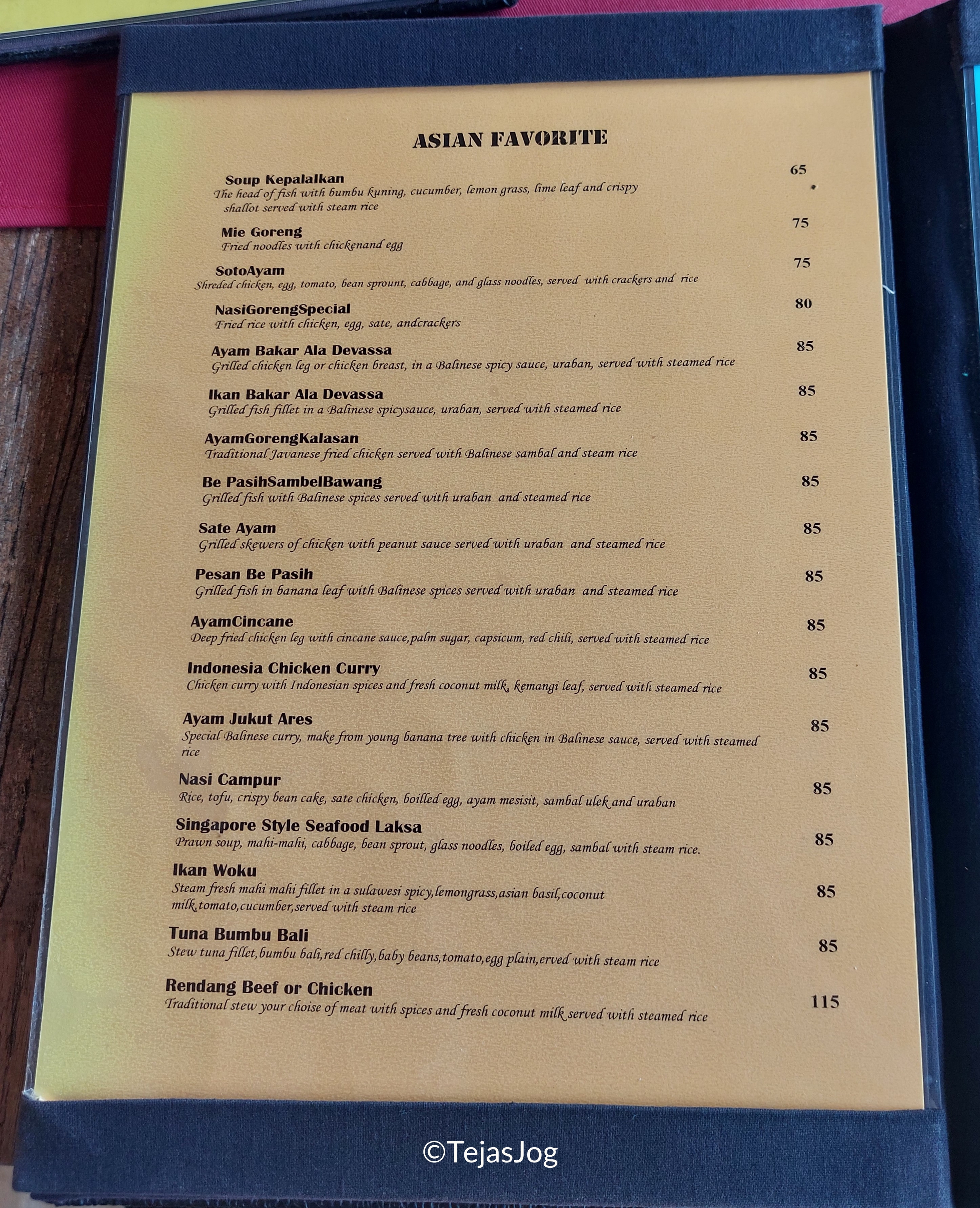 Menu at Warung Devassa