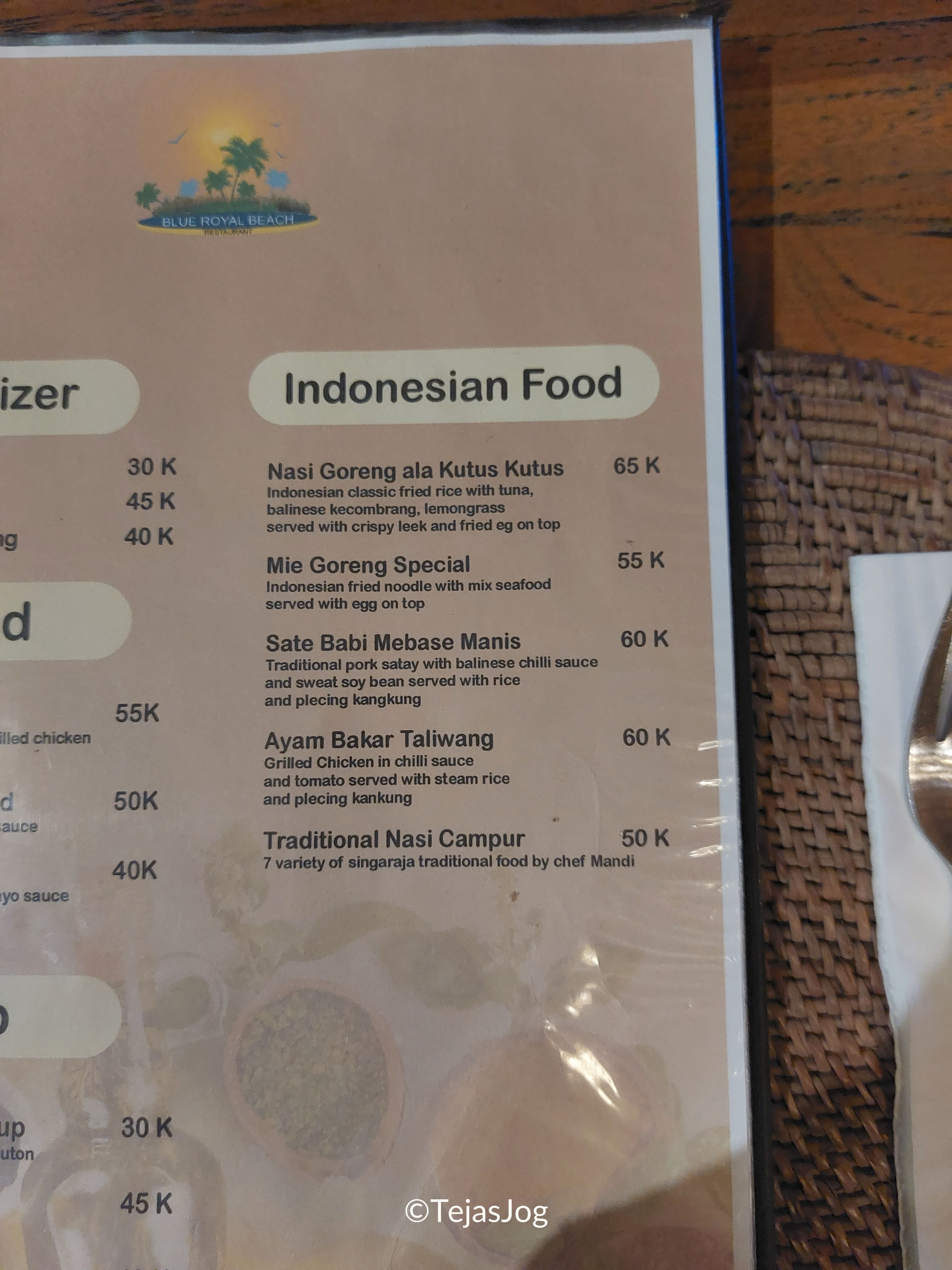 Menu at Blue Royal Beach Restaurant Menu at Blue Royal Beach Restaurant