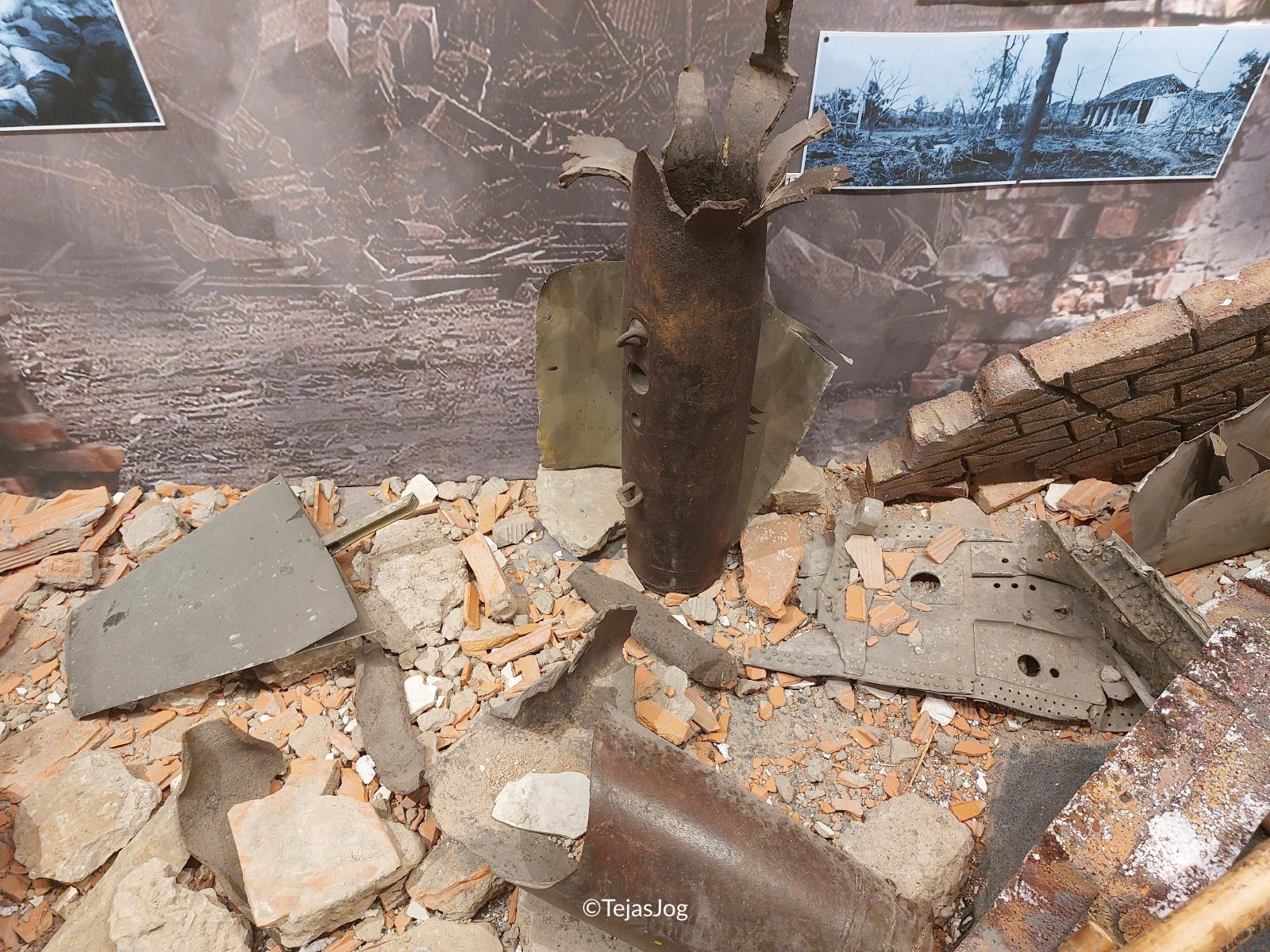 Remnants of unexploded ordnance and shrapnel on display Remnants of unexploded ordnance and shrapnel on display