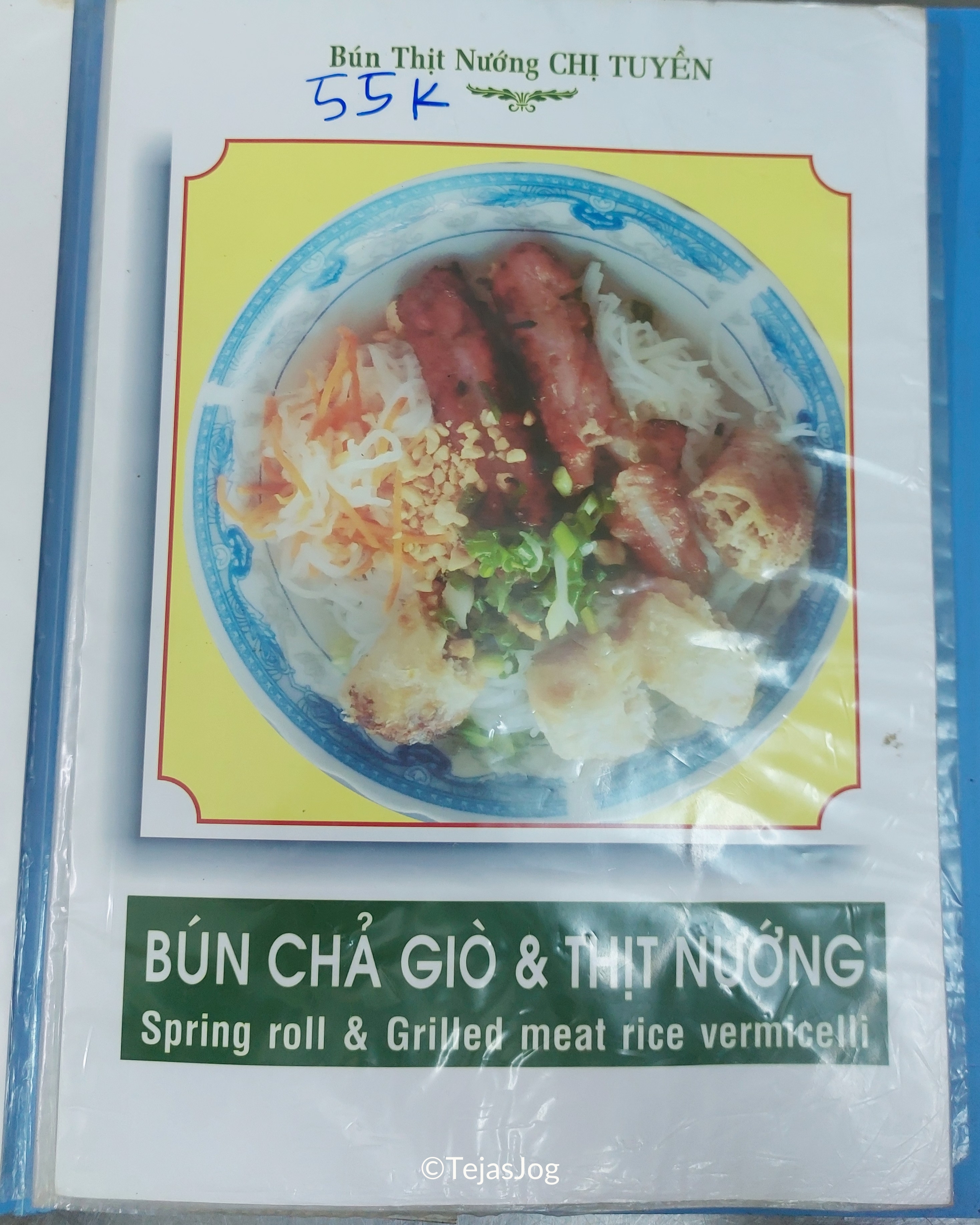 Menu at Bún Thịt Nướng Chị Tuyền