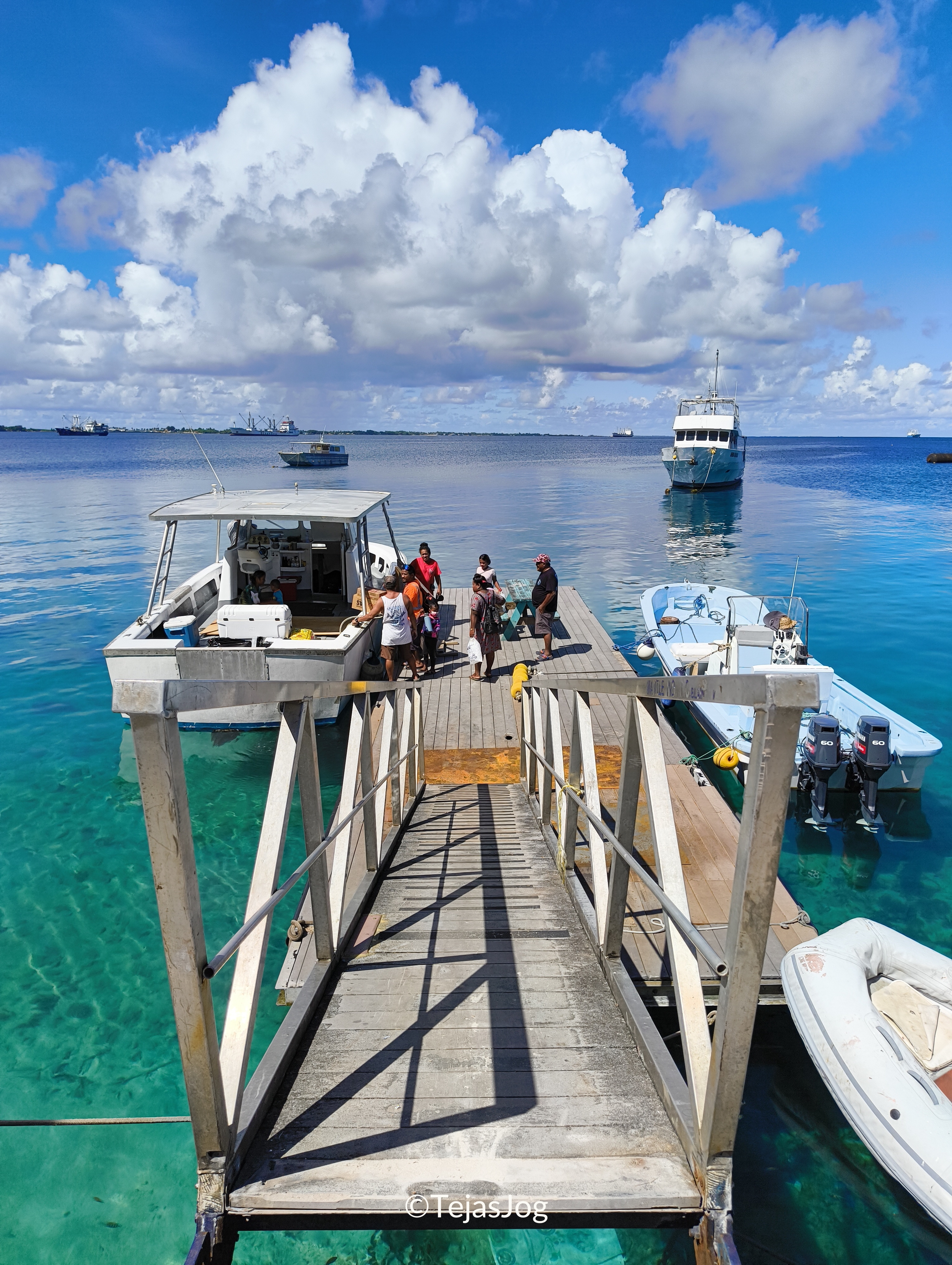 Boarding the public ferry to Arno Atoll
