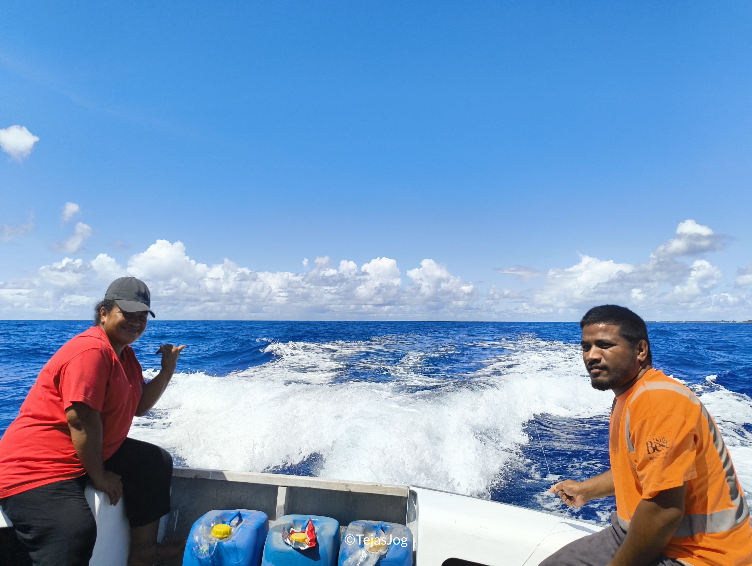 Captain's wife and one of the members of the boat crew