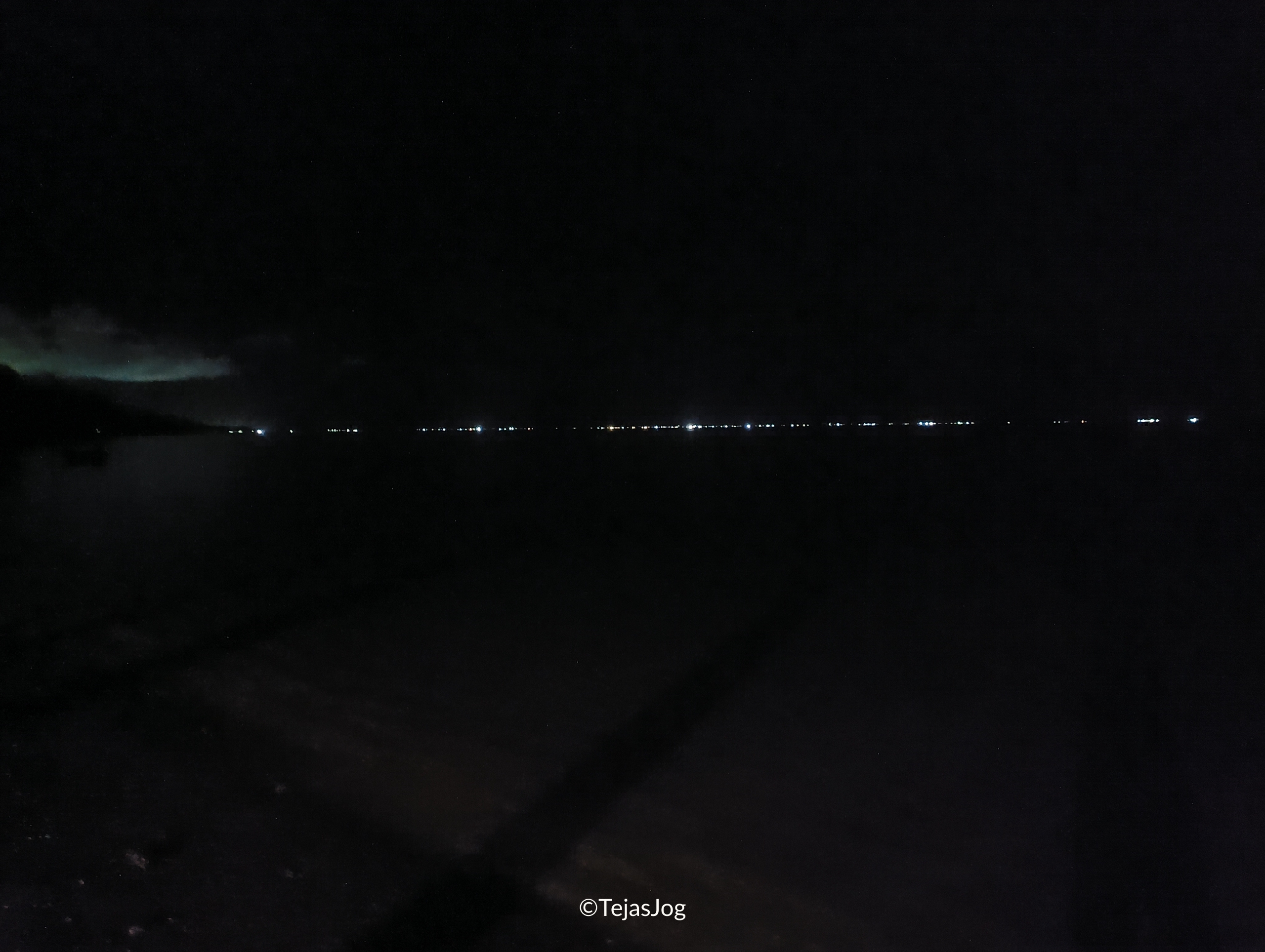 Lights of Majuro across the lagoon