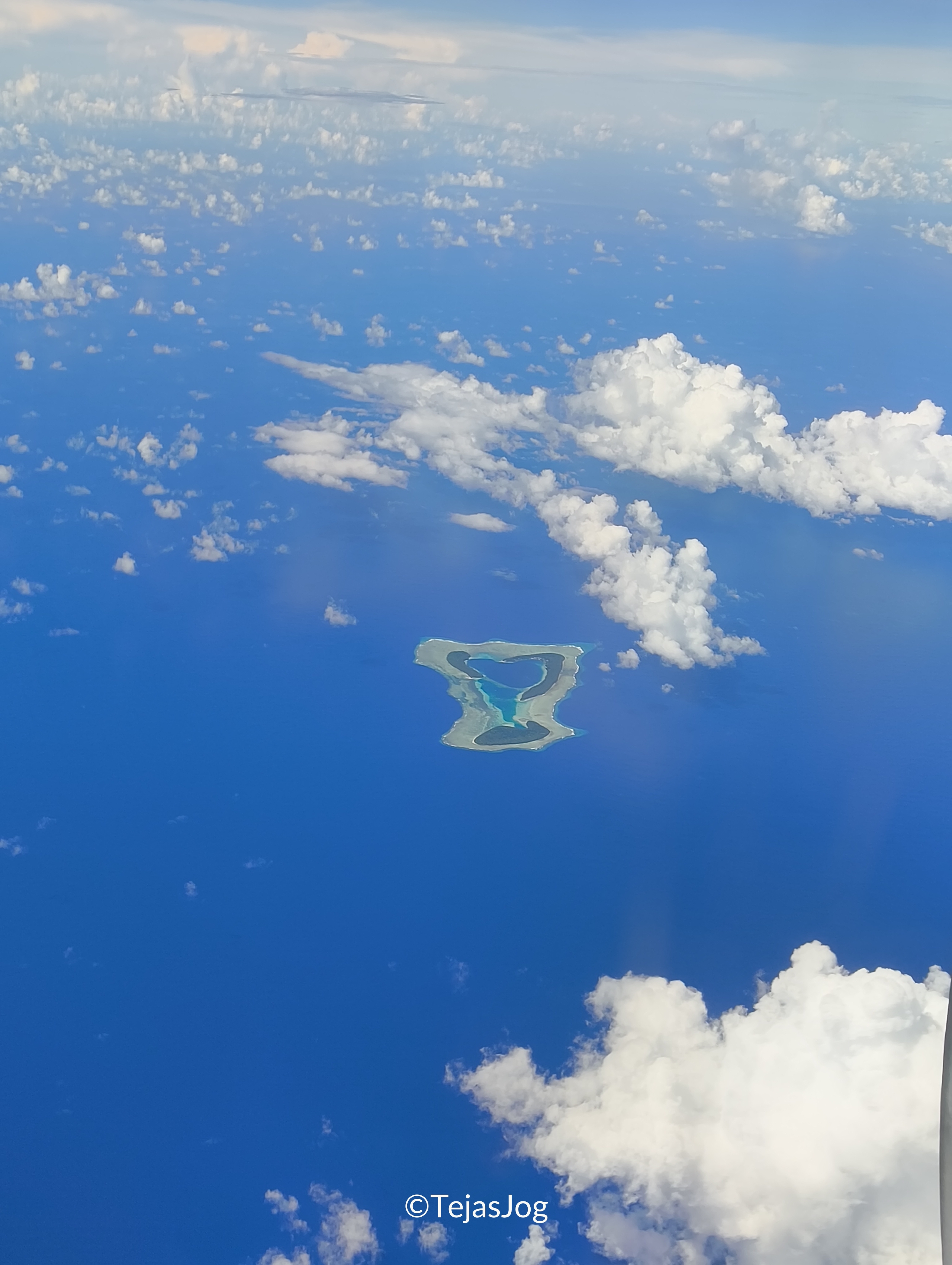 Mokil Atoll seen while approaching Pohnpei on United Airlines 154