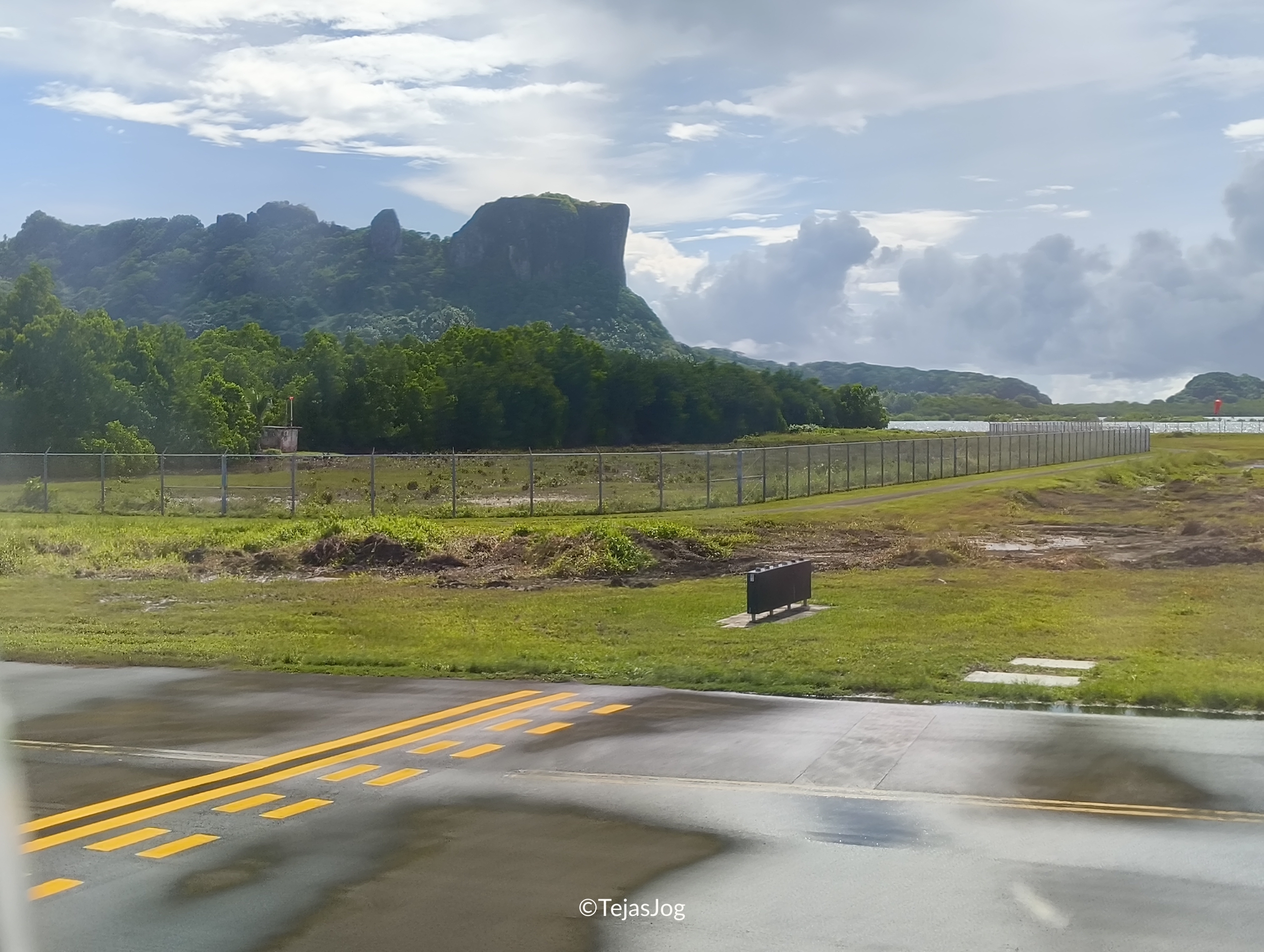 Sokehs Rock seen from United Airlines 154 after landing at Pohnpei