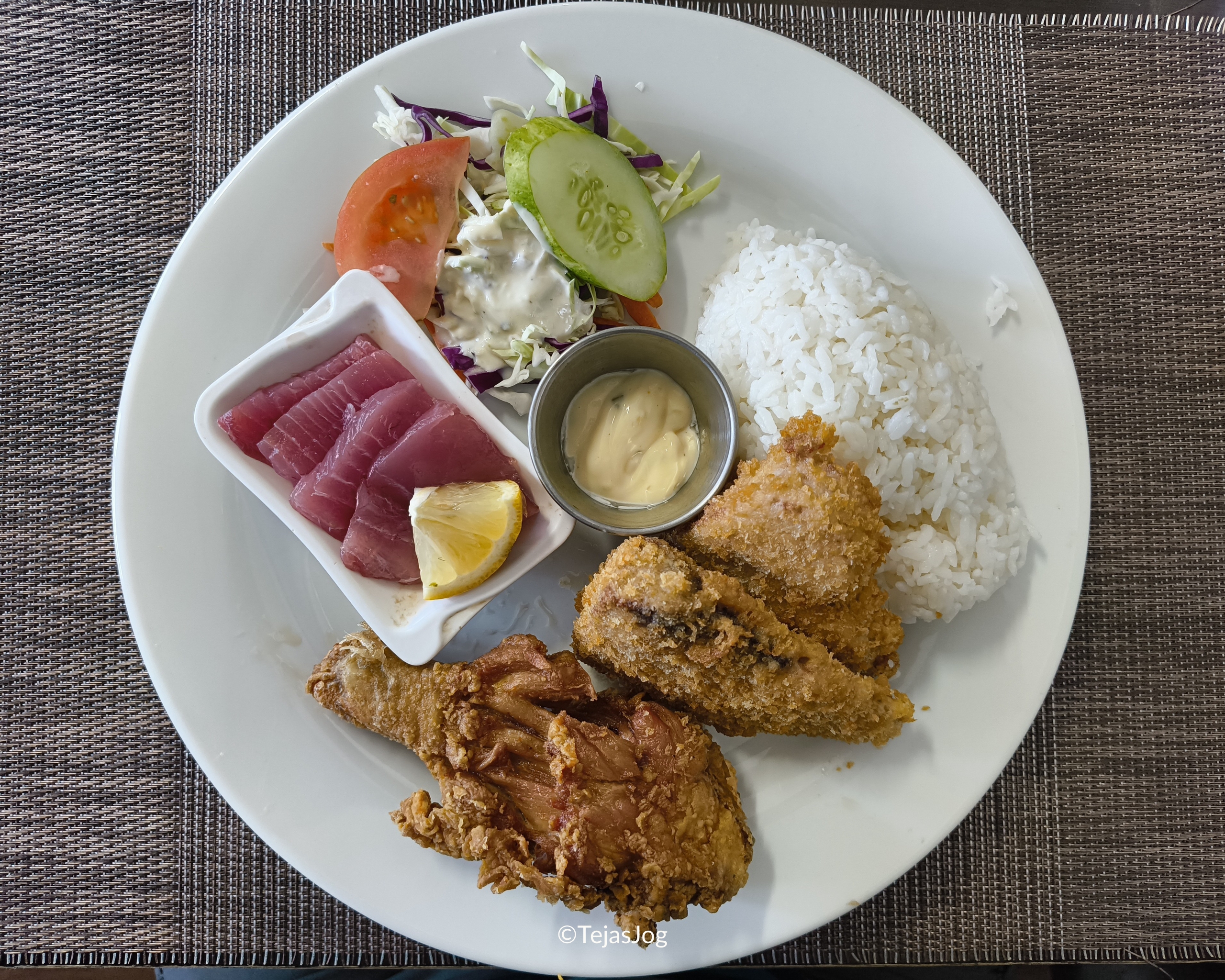 Town's Diner Combo - Breaded Fried Fish, Fried Chicken, Sashimi, Salad