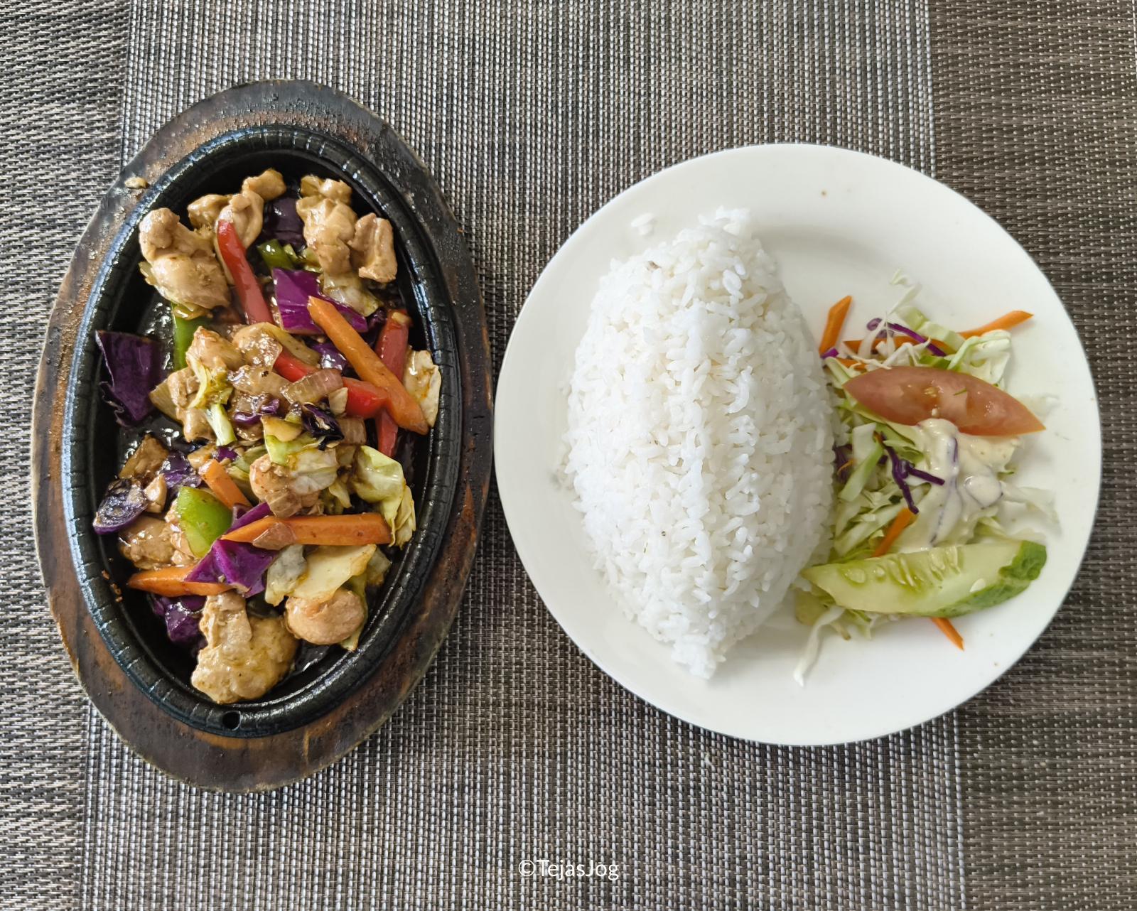 Town's Diner - Mongolian Chicken served with Rice and Salad Town's Diner - Mongolian Chicken served with Rice and Salad