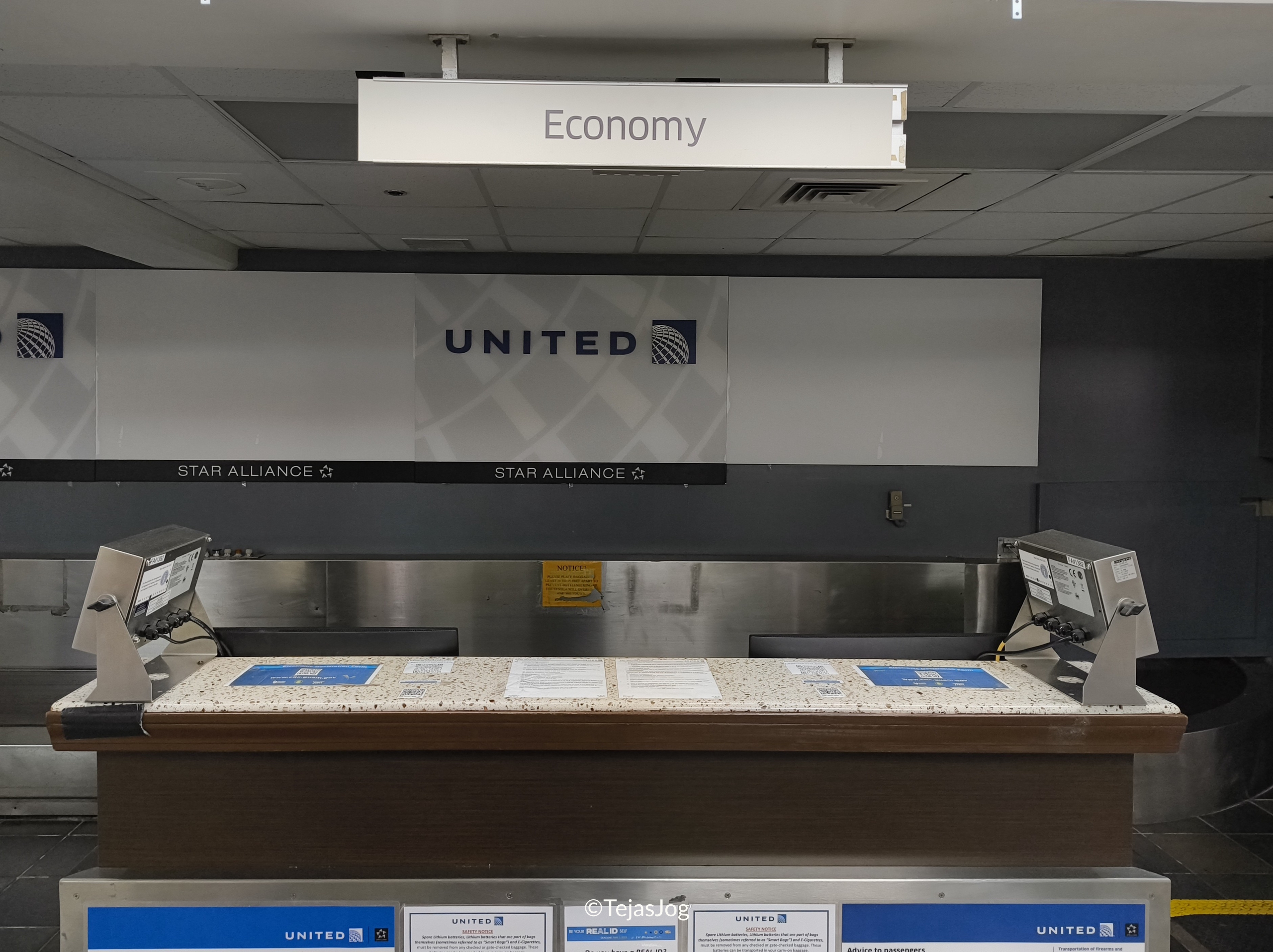 United Airlines check-in counters at Saipan International Airport