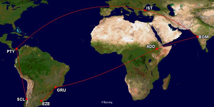 Ethiopian Airlines 611 - Ethiopian Airlines 506 - Copa Airlines 118 - Turkish Airlines 801 - Turkish Airlines 720
