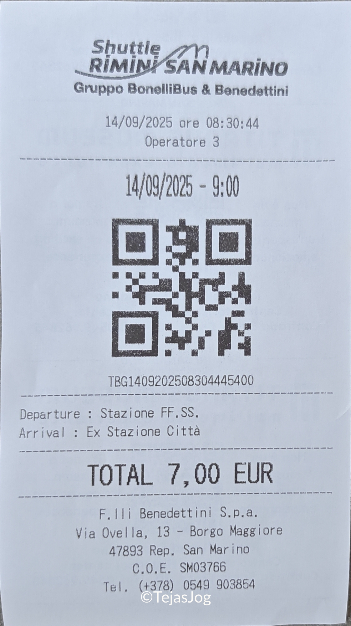 Ticket from Rimini to San Marino