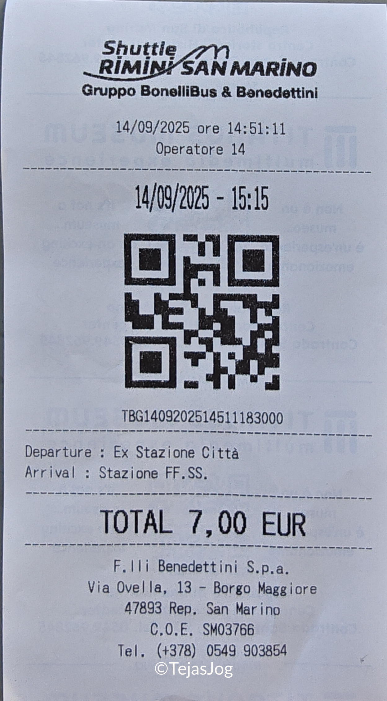 Ticket from San Marino to Rimini