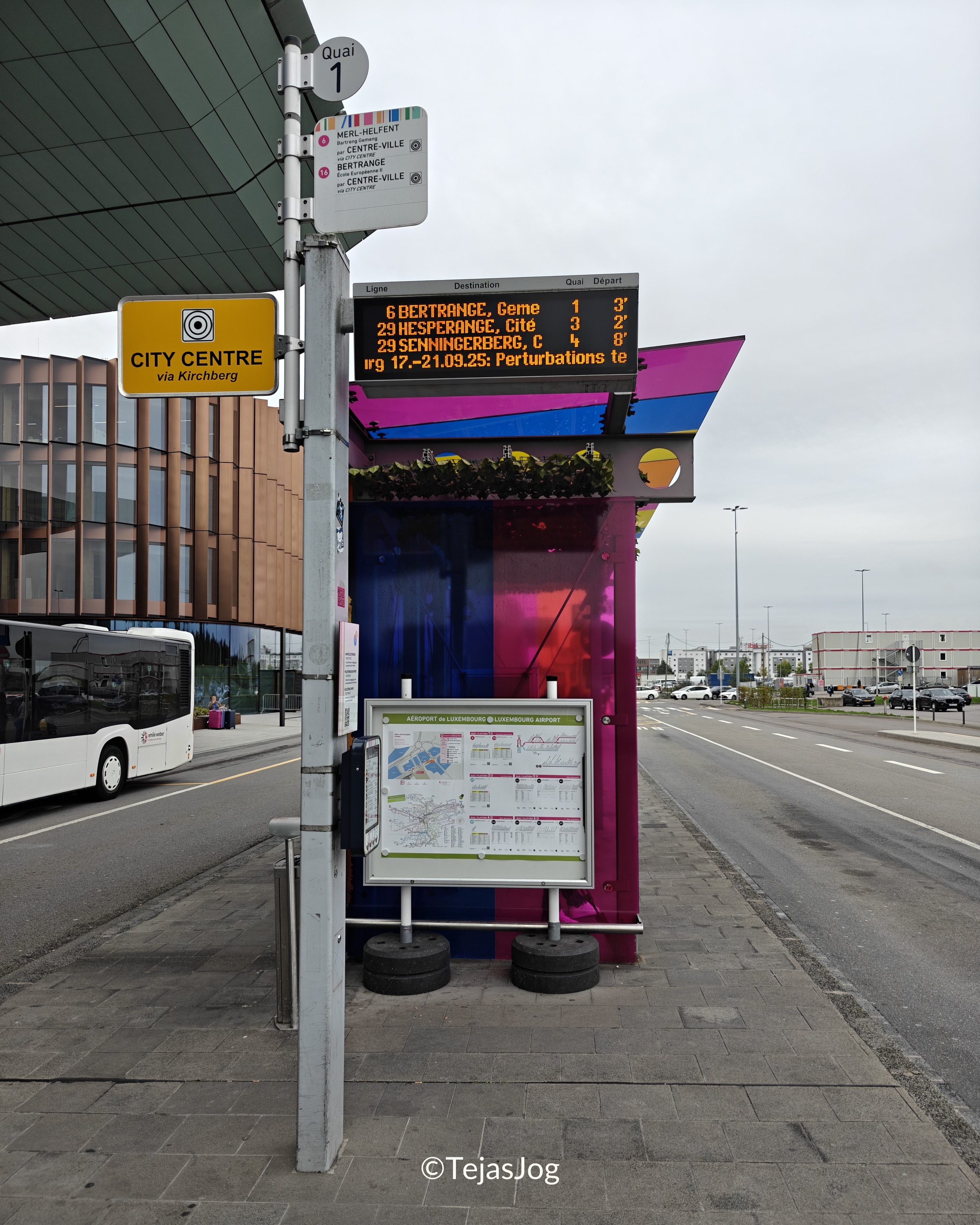 Bus stop at Luxembourg Airport Bus stop at Luxembourg Airport