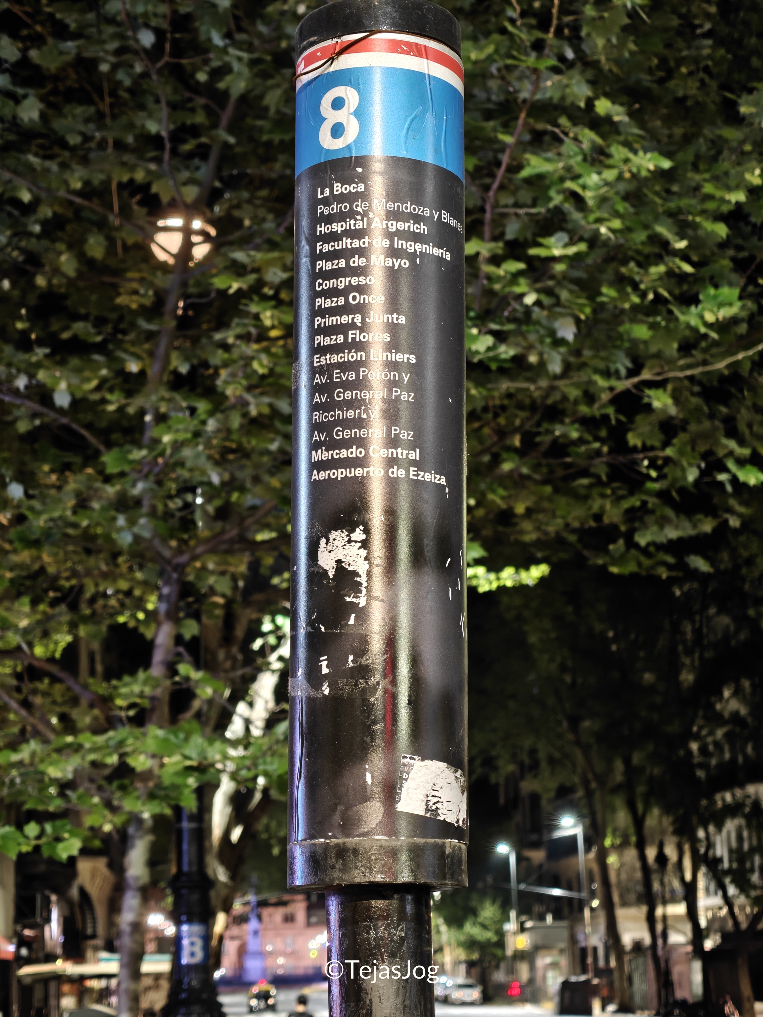 Bus stop for Bus 8 to Ezeiza International Airport