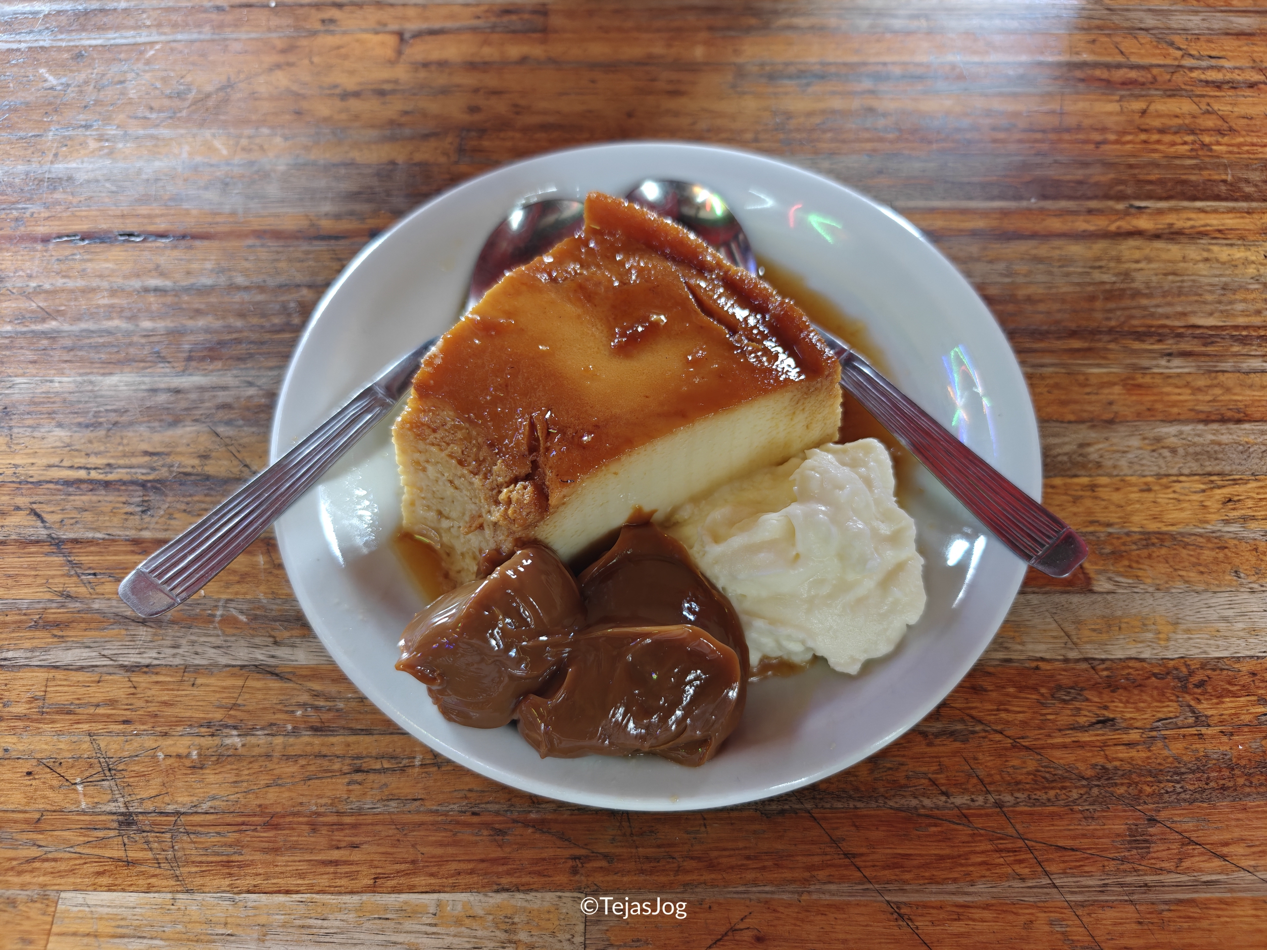 Caramel Custard with Dulce de Leche and Cream