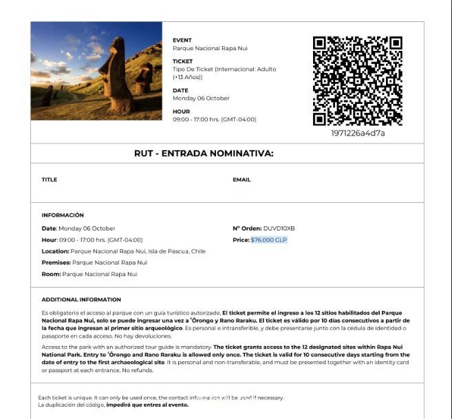 Ticket for Rapa Nui National Park Ticket for Rapa Nui National Park